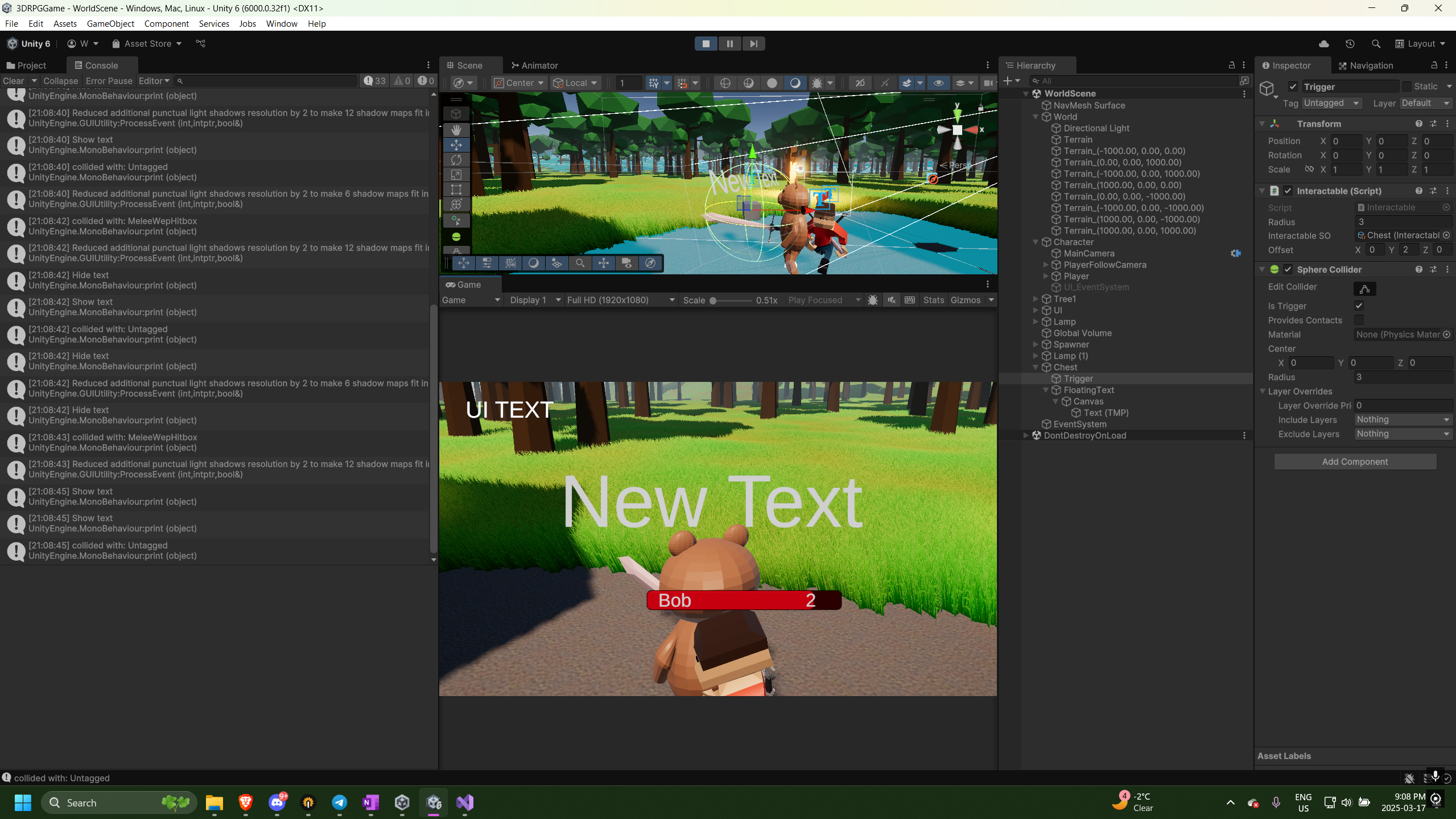 image of the editor when taking the screenshot of the interactable object