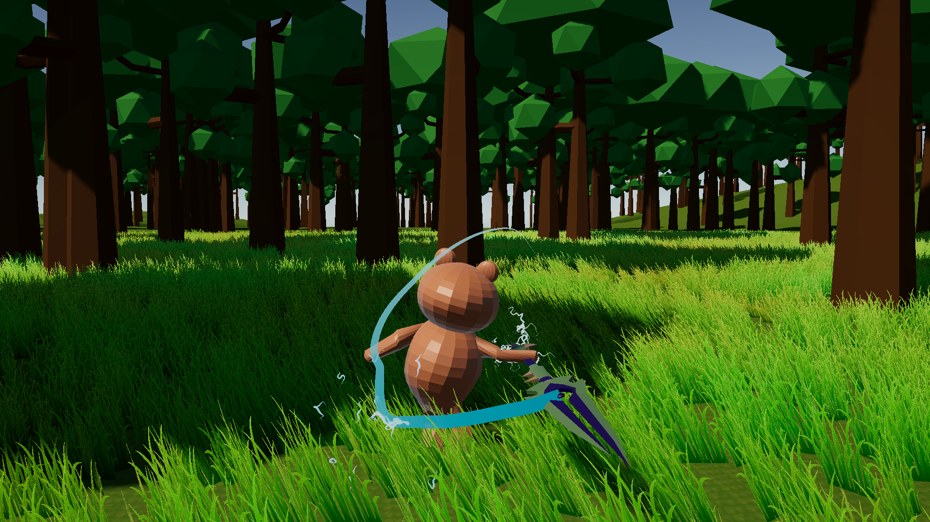 Sir Bearington swinging a sword